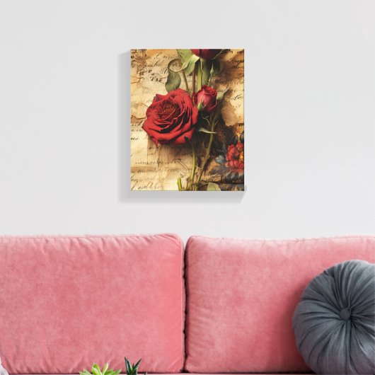 Roos Canvas Afdruk (Insitu (Woonkamer))