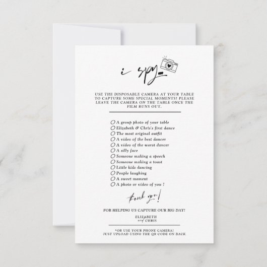 Roos Capture The Love Photo I Spy Wedding Menu (Achterkant)