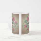 Roos Cartouche Matglas Koffiemok (Voorkant links)