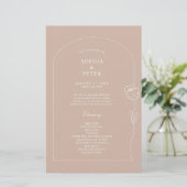 Roos-ceremoniemenprogramma Whimsical Line (Staand voorkant)