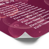 Roos champagne-bubbelsteentekaart voor 12 zitplaat poster (Hoek)