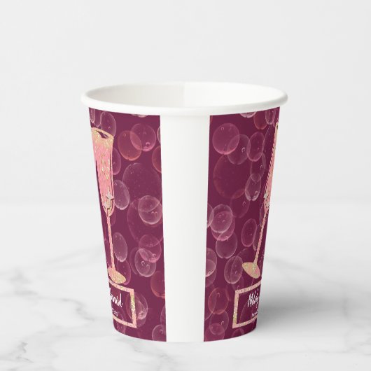 Roos Champagne Bubbles & Glasses Wedding Celebrate Papieren Bekers (Links)