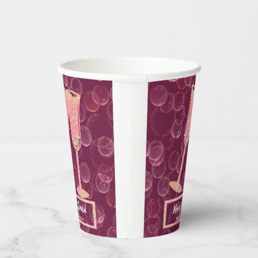 Roos Champagne Bubbles & Glasses Wedding Celebrate Papieren Bekers (Rechts)