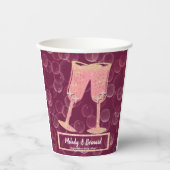 Roos Champagne Bubbles & Glasses Wedding Celebrate Papieren Bekers (Voorkant)