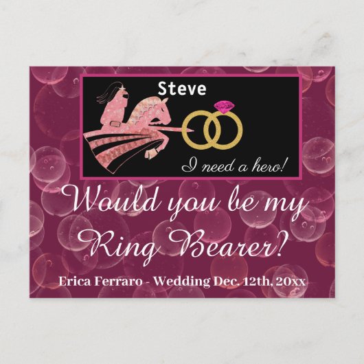 Roos Champagne en middeleeuwse nacht voor Ring Bea Briefkaart (Voorkant)