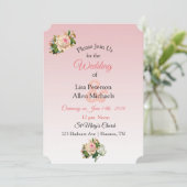  Roos Champagne Floral bruiloft uitnodiging (Staand voorkant)