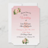  Roos Champagne Floral bruiloft uitnodiging (Voorkant)