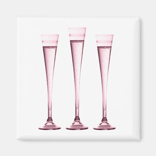 Roos Champagne Fluitmagneet Magneet (Voorkant)