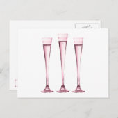Roos Champagne Flutes Briefkaart (Voorkant / Achterkant)