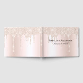 Roos champagne glitter druppels blush roze bruilof gastenboek (Volledig)