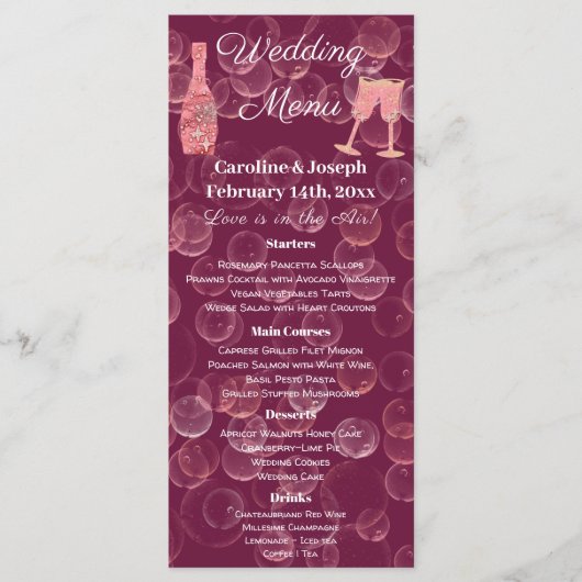 Roos Champagne Glitter & Stars Menu (Voorkant)