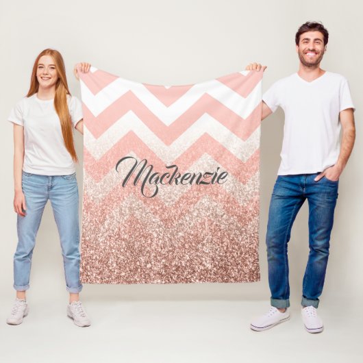 Roos Chevrons en Glitter Fleece Deken (In situ)
