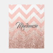 Roos Chevrons en Glitter Fleece Deken (Voorkant)