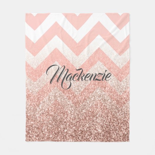 Roos Chevrons en Glitter Fleece Deken (Voorkant)