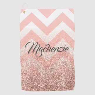 Roos Chevrons en Glitter Golfhanddoek