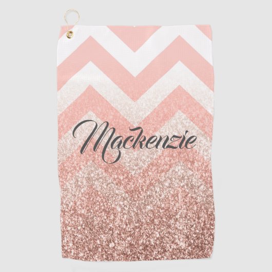 Roos Chevrons en Glitter Golfhanddoek (Voorkant)