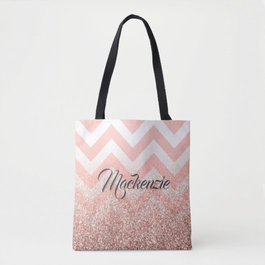 Roos Chevrons en Glitter Tote Bag (Voorkant)