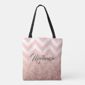 Roos Chevrons en Glitter Tote Bag (Achterkant)
