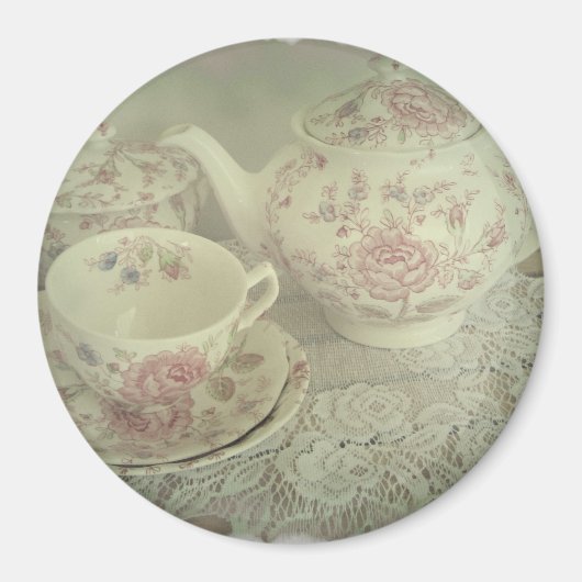  Roos Chintz Teapot, Cup Magnet (Voorkant)