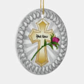 Roos Christelijk Kruis Keramisch Ornament (Rechts)