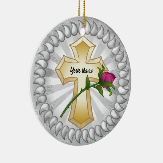 Roos Christelijk Kruis Keramisch Ornament (Rechts)