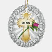 Roos Christelijk Kruis Keramisch Ornament (Links)