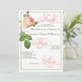 Roos Christelijke bruiloft uitnodiging (Staand voorkant)