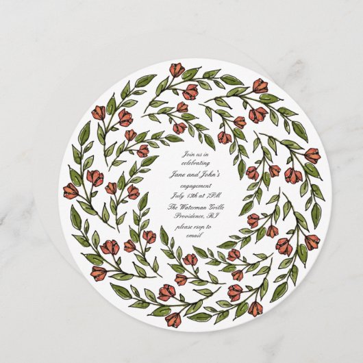 Roos - Cirkeluitnodiging Kaart (Voorkant / Achterkant)