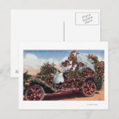 Roos City Festival Decorated Auto met Dames Briefkaart (Voorkant / Achterkant)