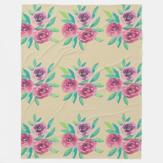 Roos Cluster Medley Fleece Deken (Voorkant)