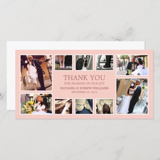 ROOS COLLAGE | BRUILOFT BEDANKT KAART (Voorkant / Achterkant)
