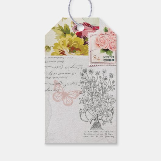 Roos Collage Cadeaubijslage Cadeaulabel (Voorkant)