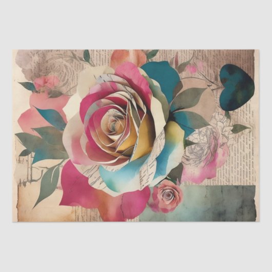  Roos collage decoupage Tissuepapier (Voorkant)