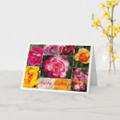 Roos Collage Happy Birthday Kaart (Gele Bloem)