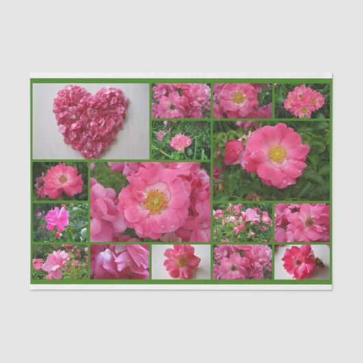 Roos Collage Pink Supreme Tissue Wrap Paper Tissuepapier (Voorkant)