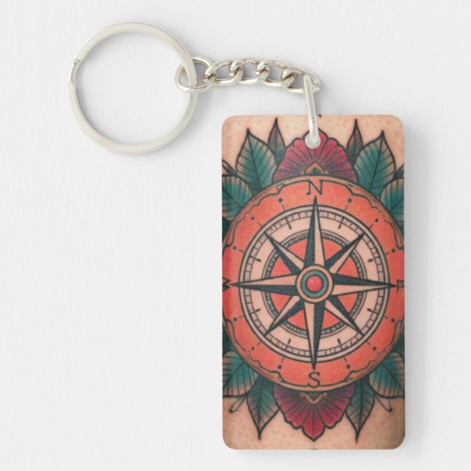 Roos Compass Bliss Sleutelhanger (Voorkant)