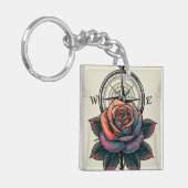 Roos Compass Bliss Sleutelhanger (Voorkant Links)