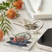 Roos Compass Bliss Sleutelhanger (Voorkant Rechts)