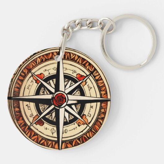 Roos Compass of Bliss Sleutelhanger (Achterkant)