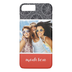 Roos compass Patroon   Uw foto en naam Case-Mate iPhone Case