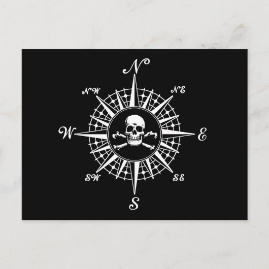 Roos Compass Skull 1 Briefkaart (Voorkant)