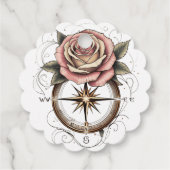 Roos Compass Tattoo-geïnspireerd ontwerp Bedankjes Labels (Achterkant)