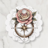 Roos Compass Tattoo-geïnspireerd ontwerp Bedankjes Labels (Voorkant)