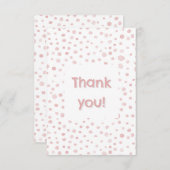 Roos Confetti Waterverf Stippen Dank u kaart (Voorkant / Achterkant)