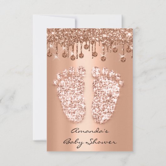 Roos Copper Baby Girl Boy Shower Feet Drivers Kaart (Achterkant)