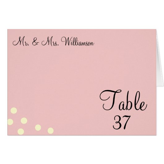 Roos Cream Polka Dotsl Wedding Table Kaarten (Voorkant Horizontaal)