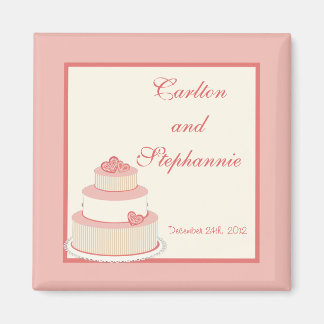 Roos/Creme Bruiloft Taart Magneet Favor