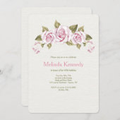 Roos Crescent Invitation Kaart (Voorkant / Achterkant)