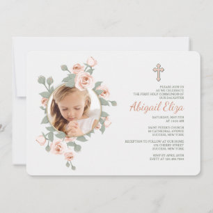 Roos Crescent Photo Invitation Kaart