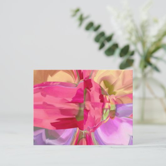 Roos Crystal - RedRose PinkRose Bud n Petal Briefkaart (Staand voorkant)